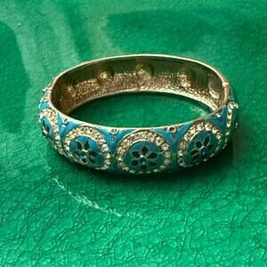 Blue and Gold Women's Hinged Bracelet